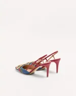 Valentino Vlogo Signature Slingback Pumps In Denim With Cherryfic Embroidery 80Mm - Image 4